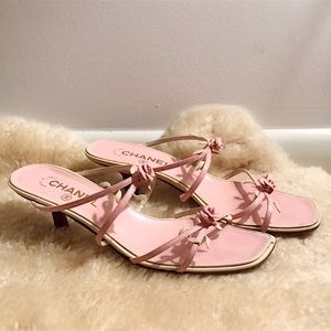CHANEL EXTRA RARE Pink Rose Mule Sandal Heels